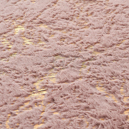 Room & Decor Luxury Machine Washable Dust Pink Faux Fur Area Rug
