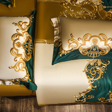 Peekaboo Studio European-Style Luxury Satin Embroidered Bedding Set