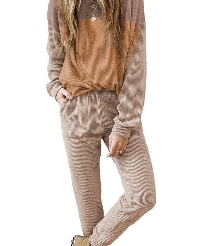 Snug Brown Colorblock Lounge Set for Ultimate Relaxation