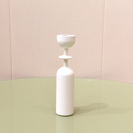 Wooden Candlestick Holder For Home Decor Black Or White Finish