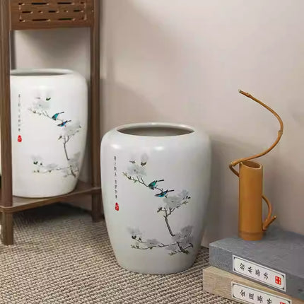 Peekaboo Studio Chinese Style Magnolia & Bird Floral Vase, Elegant Des