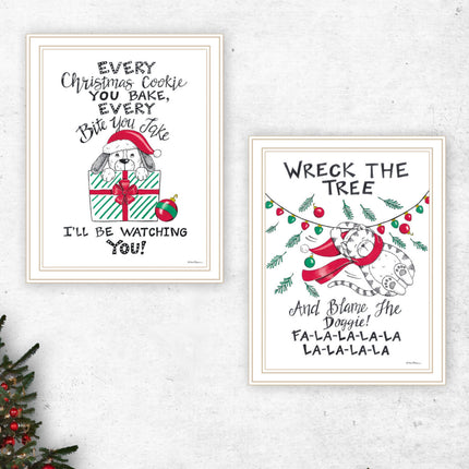 Deb Strain 2-Piece Cat & Dog Christmas Wall Art Set - Framed Decor