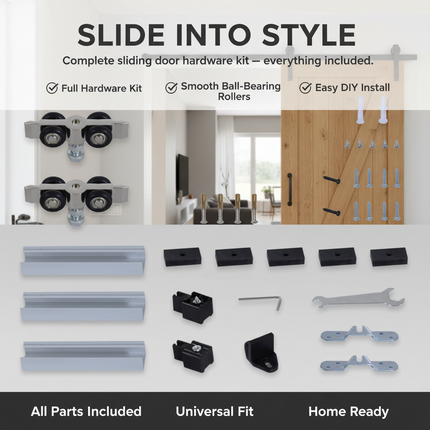 Peekaboo Studio 6.5FT Sliding Barn Door Track Kit - Durable Aluminium