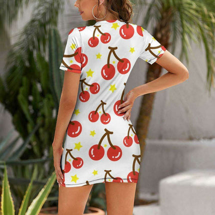 Elegant White Wrap Dress with Short Sleeves