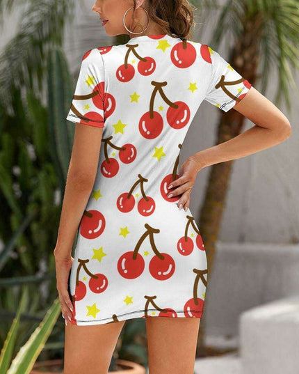 Elegant White Wrap Dress with Short Sleeves