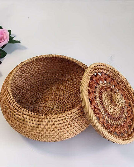 Chic Handcrafted Rattan Storage Basket with Lid