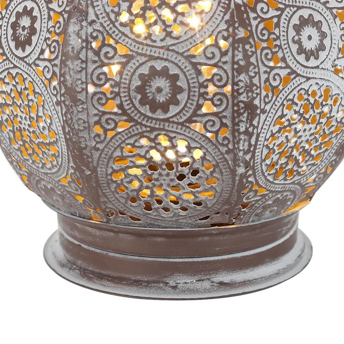 Enchanting Moroccan Lantern Table Lamp - Vintage Metal Candle Holder for Festive Occasions