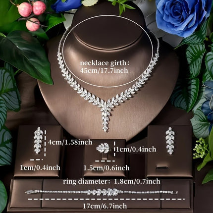 Peekaboo Studio Zircon Luxury Necklace & Earrings Set, Elegant Design
