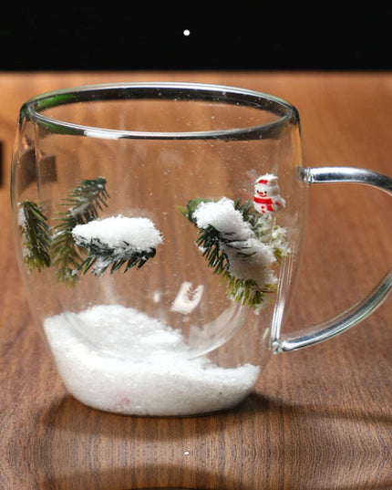 Christmas High Borosilicate Heat-resistant Double Layer Glass Cup