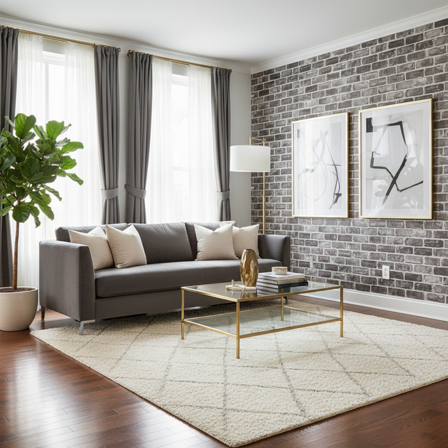 Peekaboo Studio Gray Brick Peel and Stick Wallpaper - Waterproof & Eas