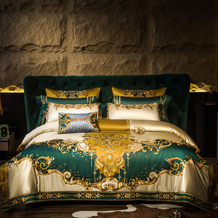 Peekaboo Studio European-Style Luxury Satin Embroidered Bedding Set