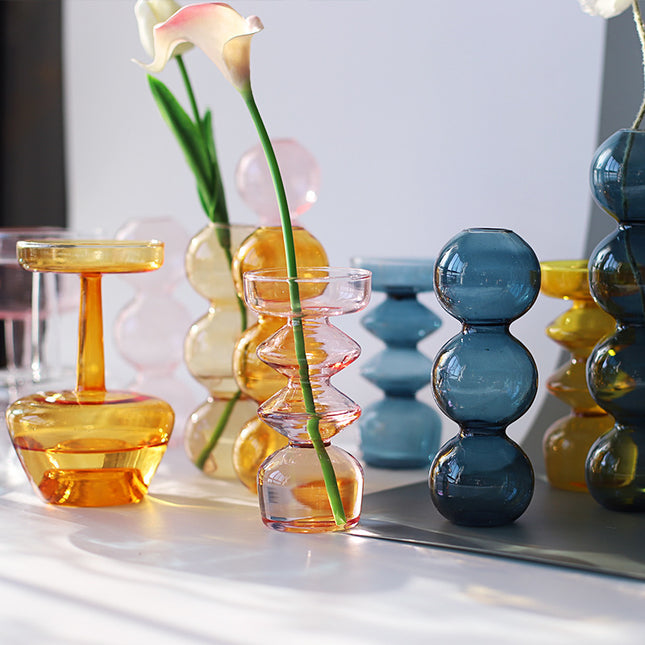 Modern Glass Bubble Vase Transparent Decorative Flower Pot Small Bottle