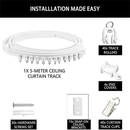 NEW 5M Bendable Flexible Curtain Track Rod Rail Ceiling Window Caravan