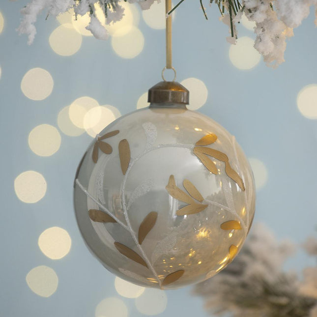 Room & Decor Set of 6 White Glass Christmas Ball Ornaments - 3.9" Diam