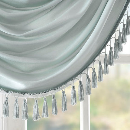 Room and Decor Faux Silk Waterfall Valance, Embellished, 38x46" Dusty