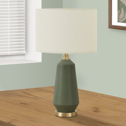 Room & Decor 26"H Contemporary Green Ceramic Table Lamp with Ivory Sha