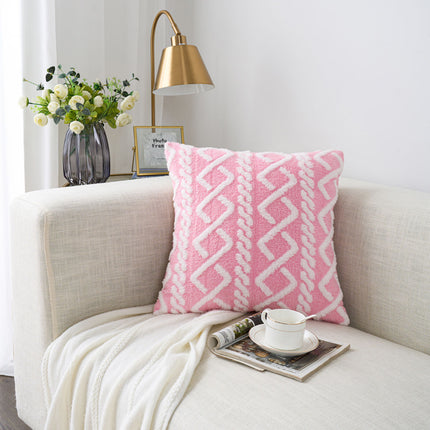 Shearing Groove Artificial Plush Cushion Cover
