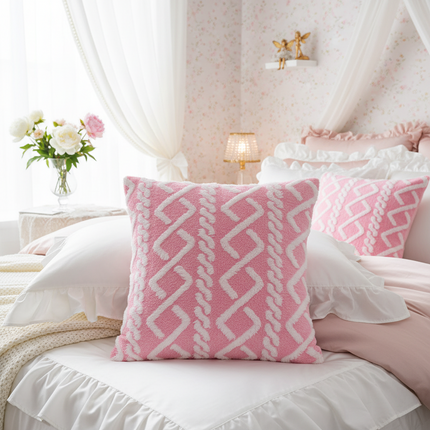 Shearing Groove Artificial Plush Cushion Cover