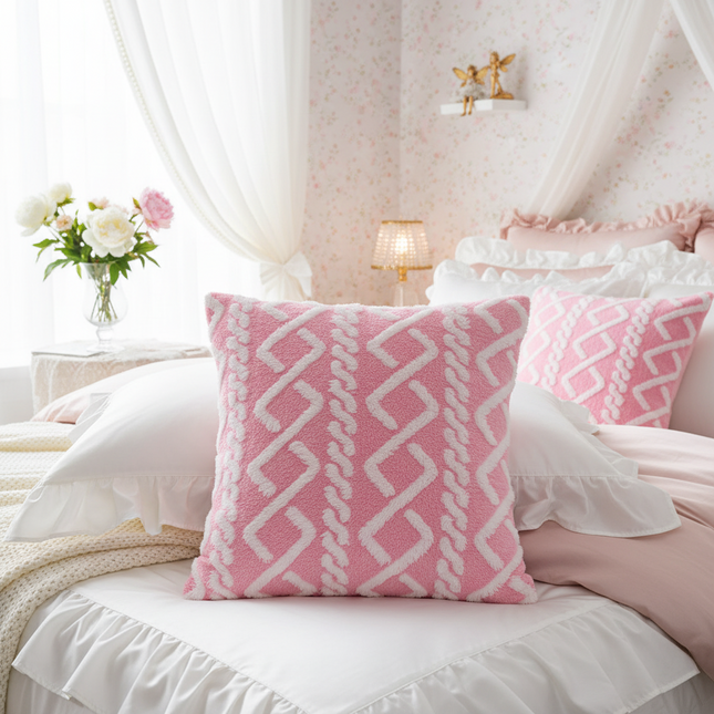 Shearing Groove Artificial Plush Cushion Cover