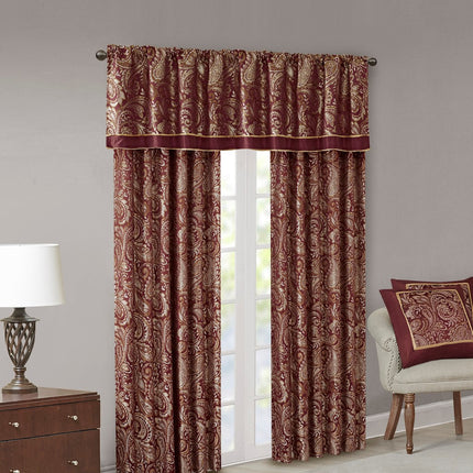 Room & Decor Jacquard Window Valance, 50x18", Burgundy, Polyester