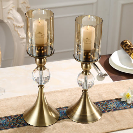 European Style Glass Horn Candle Holder — Two-Piece Dining Table Centerpiece