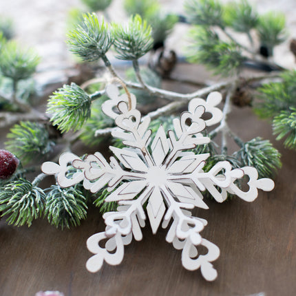 Room and Decor Set of 6 White Iron Snowflake Hangers for Christmas Orn