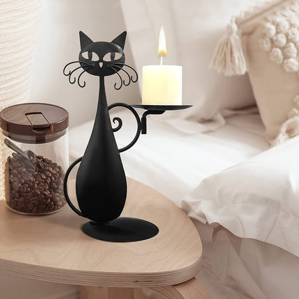 Black Cat Iron Candlestick Candle Holder Pendant Home Decor