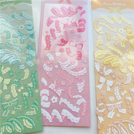 Peekaboo Studio Lace Ribbon Cuckoo Card Sticker - Handmade & Elegant