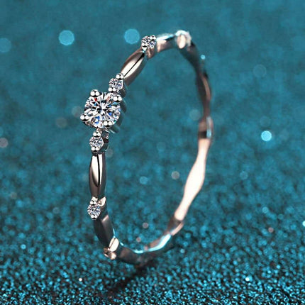 Elegant Rhodium-Finished Sterling Silver Ring with Lab Grown Diamond