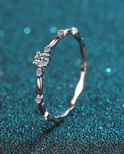 Elegant Rhodium-Finished Sterling Silver Ring with Lab Grown Diamond