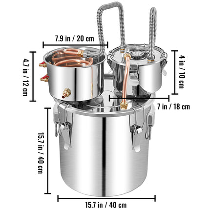 VEVOR 13.2Gal Stainless Steel Alcohol Still with Built-in Thermometer