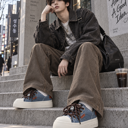 Korean Style Spring Canvas Skate Shoes - Height-Increasing, Ca