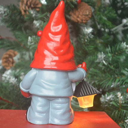 Peekaboo Studio Christmas Solar Lantern Garden Resin Statue, Weather-R