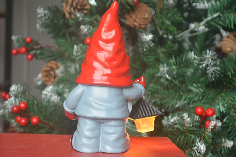 Peekaboo Studio Christmas Solar Lantern Garden Resin Statue, Weather-R