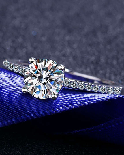 Radiant Elegance: 1 Carat Lab-Created Diamond Ring with Zircon Accents