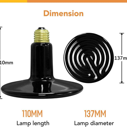 Room and Decor 250W Ceramic Heat Lamp Bulb - No Light, 2 Pack