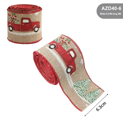 Peekaboo Studio Linen Christmas Ribbon - Rattan Garland, Festive Decor