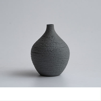 Damon Jumping Knife Craft Ceramic Vase Small Japanese Style Gray Off White