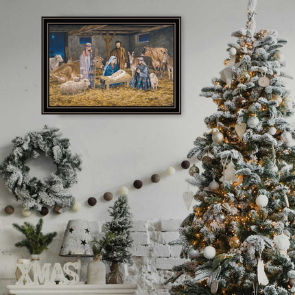 Bonnie Mohr Nativity Wall Art - Black Framed Print for Home Decor