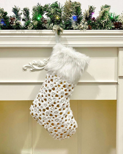 1pc Gilding Plush Christmas Socks Gift Bag Christmas Decorations