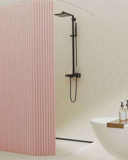 Compact Waterproof Folding Shower Curtain for Stylish Wet and Dry Separation