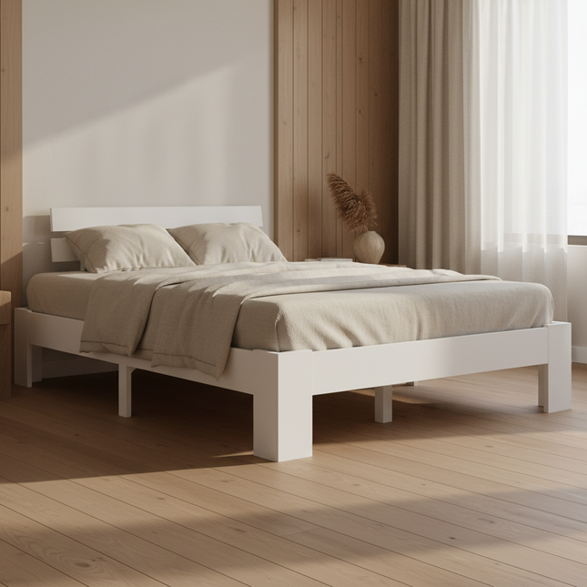 Solid Pine Wood Bed Frame – 4 Colours, 6 Sizes