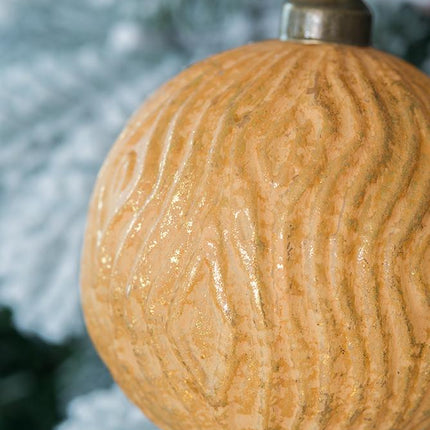 Room & Decor Set of 6 Gold Glass Christmas Ball Ornaments - 3.9" Decor