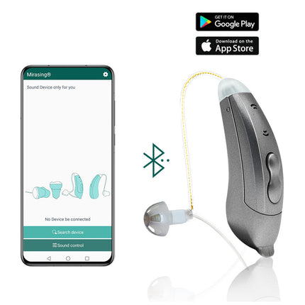 Bluetooth RIC Sound Amplifier with Noise Cancelling — Champagne, Graphite & Pearl Grey | Très Elite