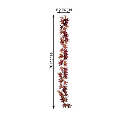 AliKopy 6ft Burgundy Silk Maple Leaf Garland - Realistic & Durable