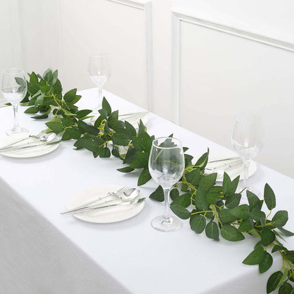 AliKopy 6ft Real Touch Green Silk Rose Leaf Garland - Flexible & Lifel