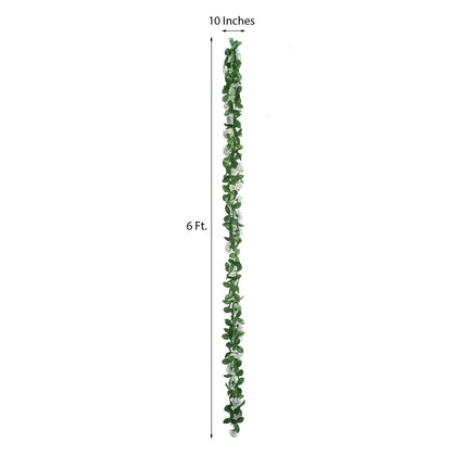 AliKopy 6ft UV Protected Silver Artificial Silk Rose Garland
