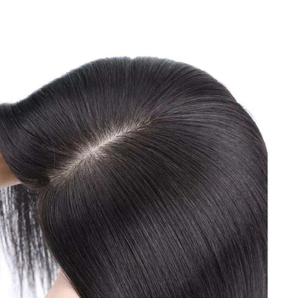 6x5 Inch Clip-In Real Hair Topper for Thinning Hair with Double Circle Base and 4 Secure Clips..
