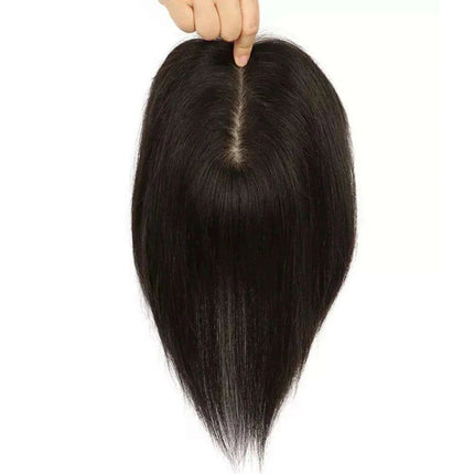 6x5 Inch Clip-In Real Hair Topper for Thinning Hair with Double Circle Base and 4 Secure Clips..