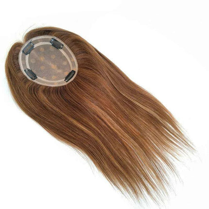 6x5 Inch Clip-In Real Hair Topper for Thinning Hair with Double Circle Base and 4 Secure Clips..
